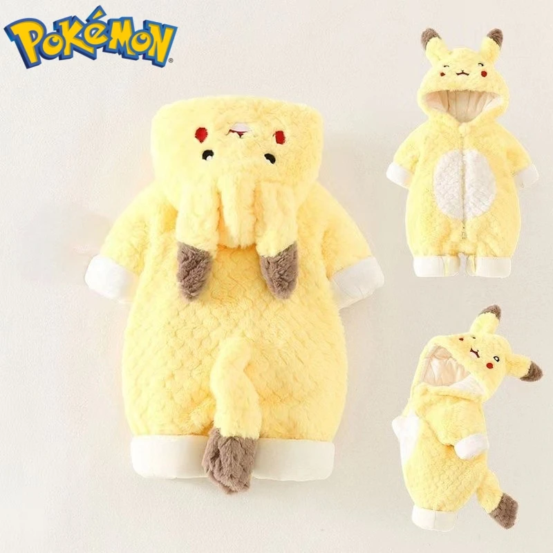 

Pokemon Pikachu One-piece Clothes Cute Baby Pajamas Anime Cosplay Hooded Warm Pajamas Cute Baby Children's Toys Christmas Gift