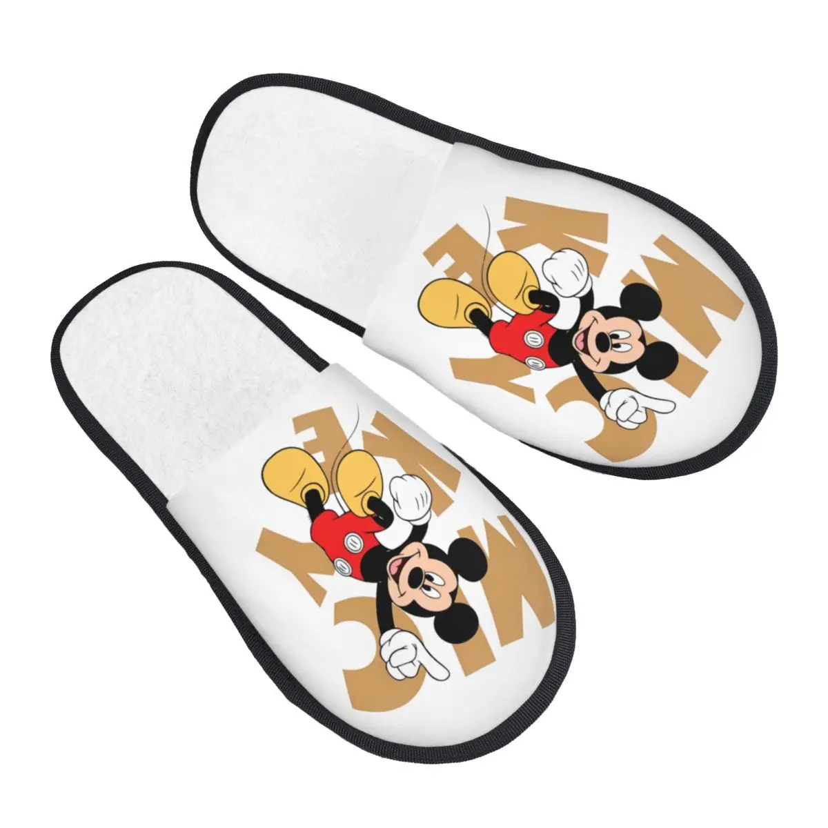 Disney Mickey Mouse Bedroom Slippers with Memory Foam Slipper Gift for Women Men House Shoes with Anti-Skid Sole