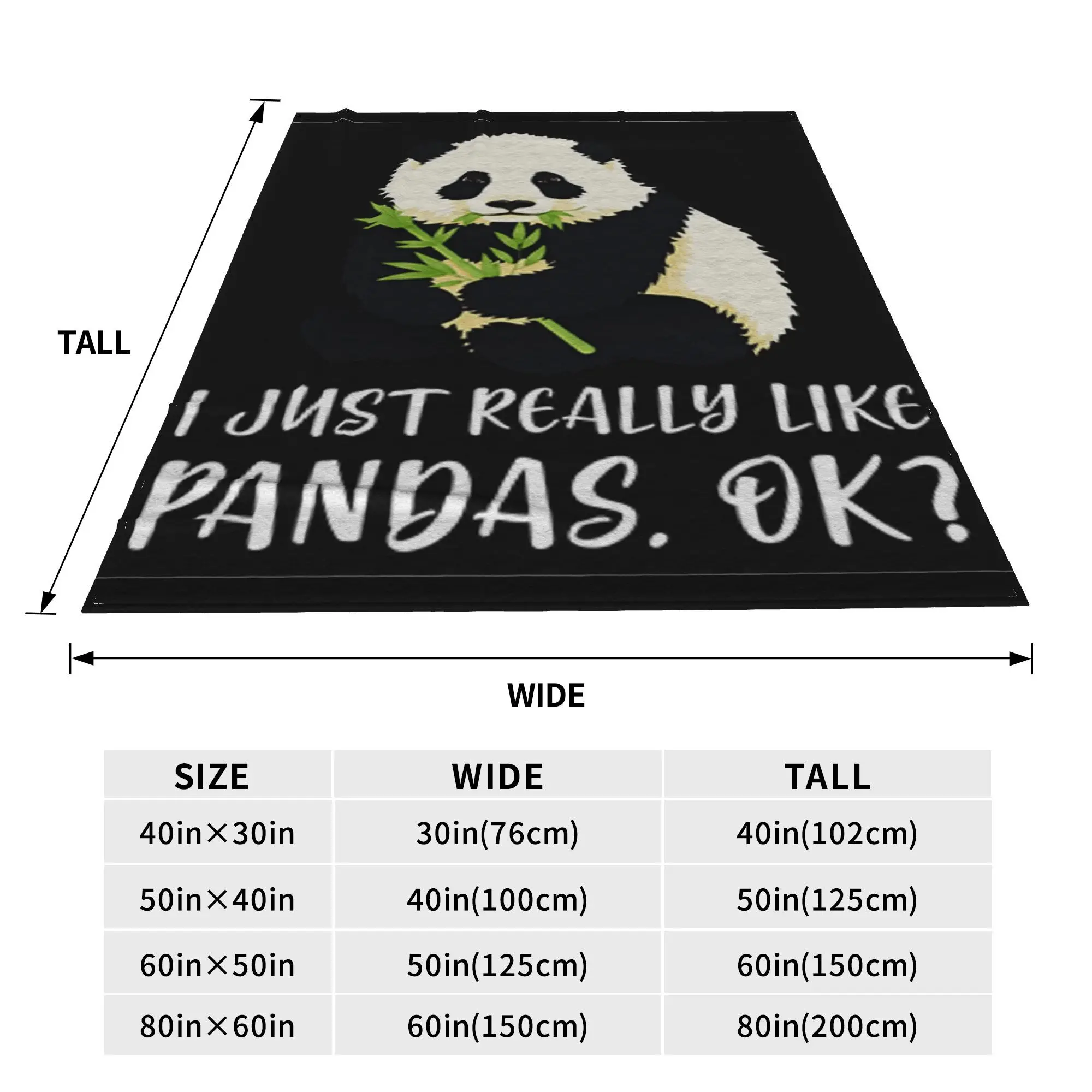 I Just Really Like Pandas, OK Blanket Soft Warm Flannel Throw Blanket Bedding for Bed Living room Picnic Travel Home Couch