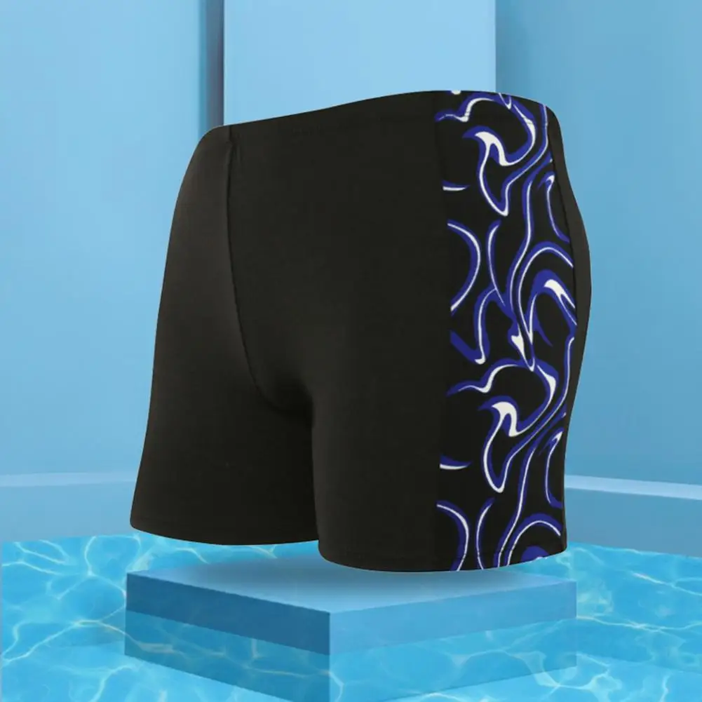 Swimming Trunks Men Trunks Print Contrast Color Quick-drying Slim Fit Swimming Shorts for Surfing Breathable Swimming Shorts