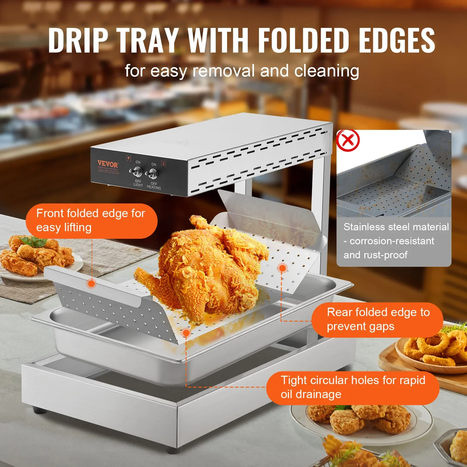 VEVOR-جهاز تدفئة الطعام التجاري لمطعم بوفيه الرقائق ، مصباح كونترتوب ، مقلي فرنسي ، من من من من من من من من من من من نوع wy ، من من من من نوع ww