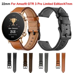 Amazfit GTR3 GTR 3 Pro/4 한정판/47mm/GTR2 2e 밴드 Smartwatch 손목 밴드 팔찌 Correa 용 22mm 가죽 시계 스트랩