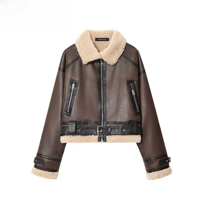 

Faionable Double-Sided ort Jaet Outerwear for Women New Autumn Winter Street Sle Polyester Fiber 8073255