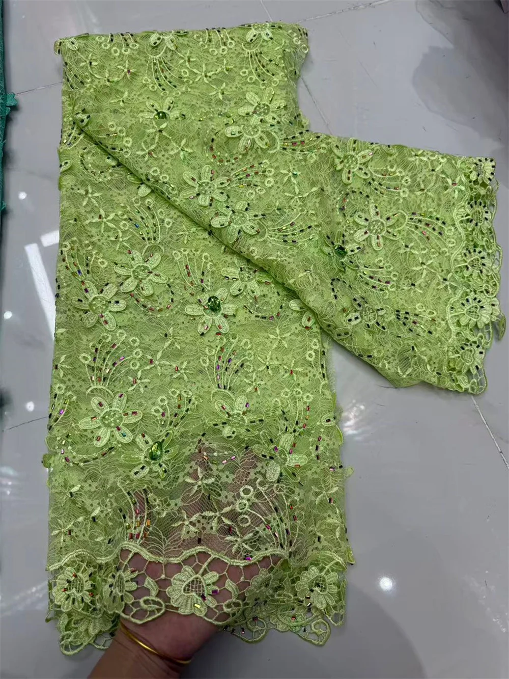 

Африканская кружевная ткань, 5 ярдов, высокое качество, нигерийский 3D тюль, камень, лимонно-зеленый, вышивка, швейное кружево для женского праздничного платья H35-1