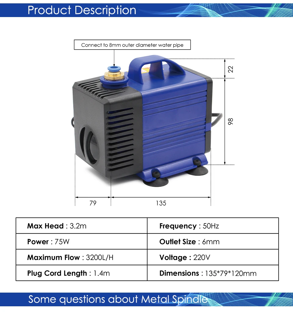 G-Penny 2,2 kW ER20 Metallspindel Wassergekühlter Spindelmotor-Kit 12000 U/min 400Hz Frequenzantrieb für Metall, Eisen, Edelstahl – Detail 16