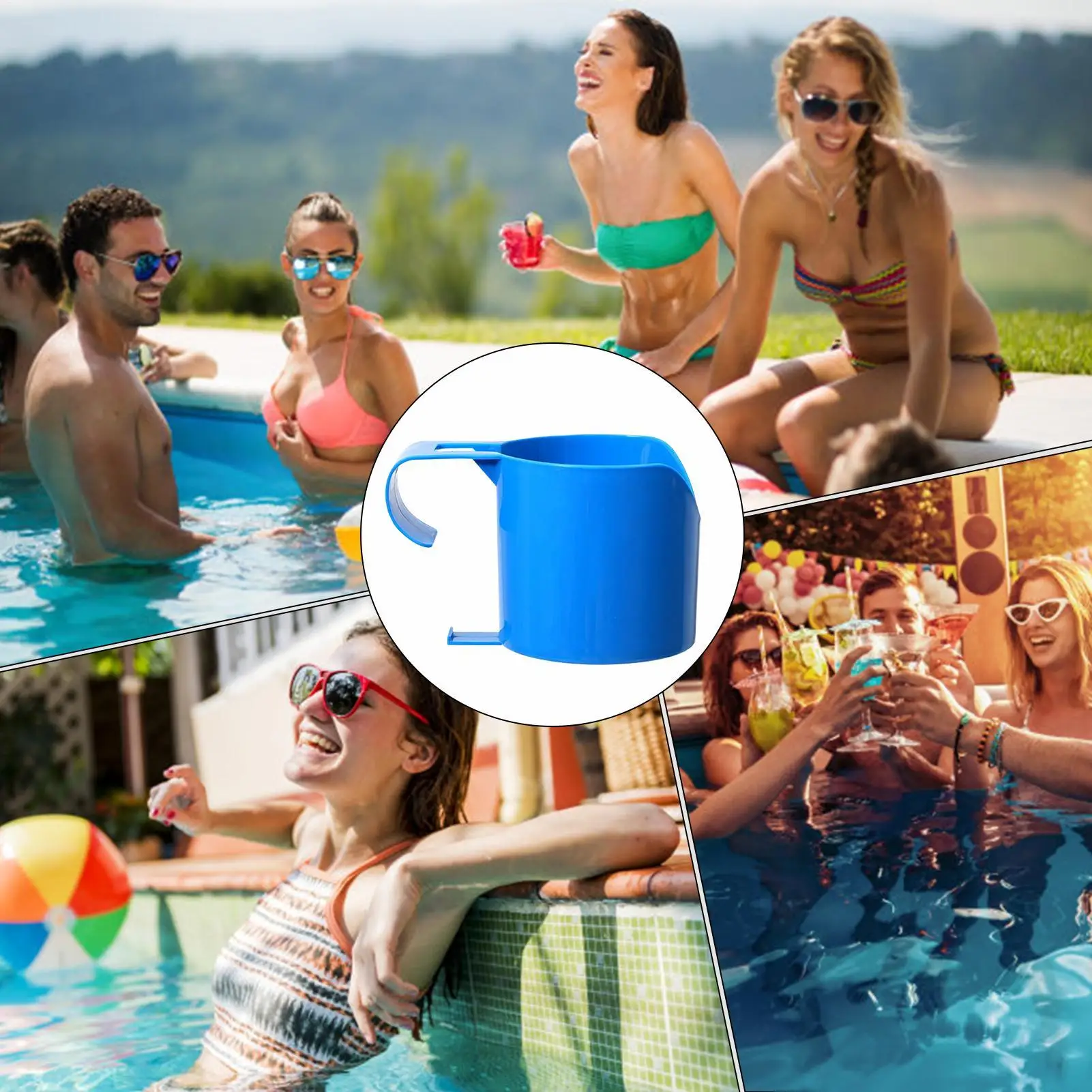 

Poolside Cup Holder Swimming Pool Storage Rack No Punching Bottle Hanging Rack Poolside Cup Holder pool accessories