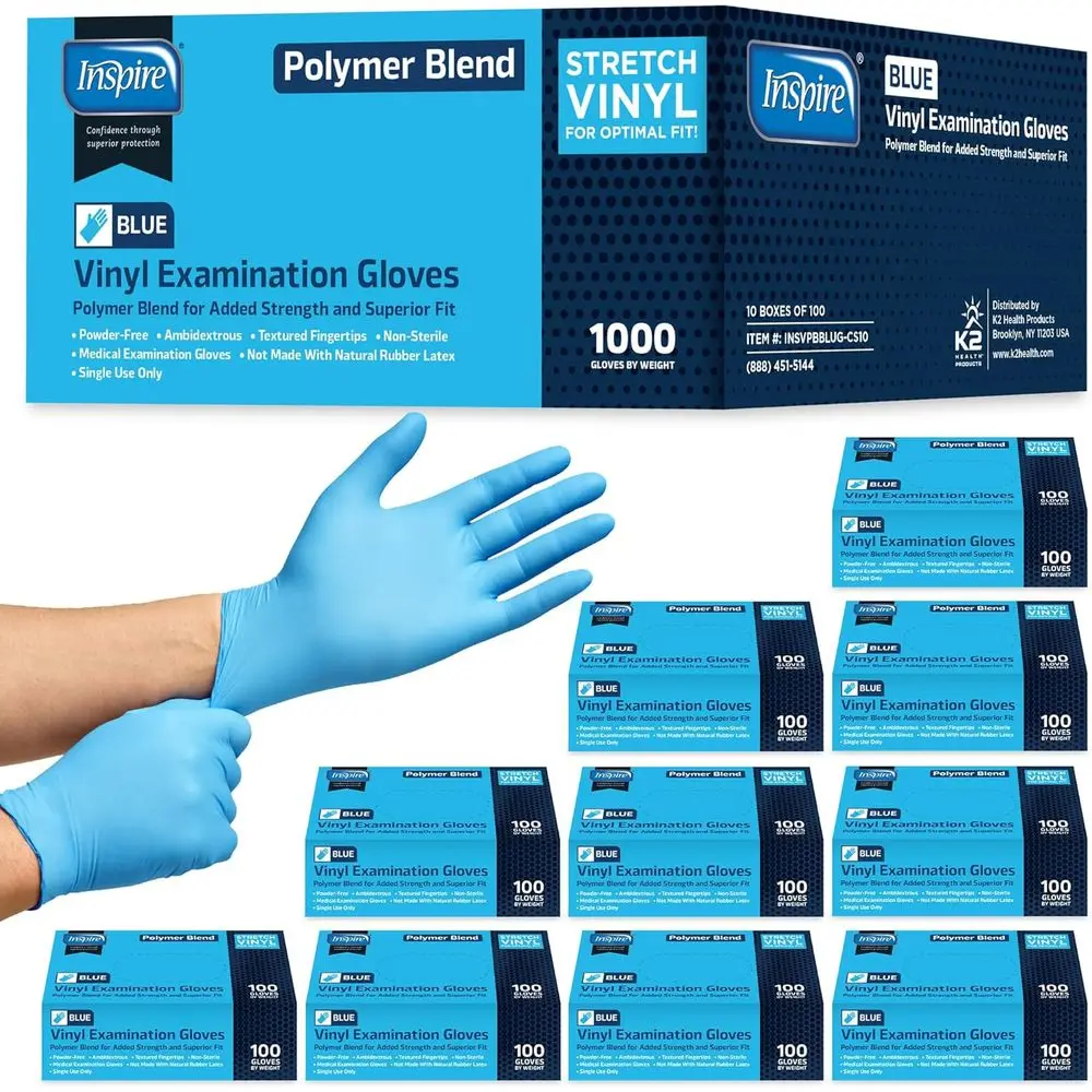 

Nitrile-Vinyl Blend Exam Gloves - Disposable, Latex Free, Medical, Multipurpose or Cooking
