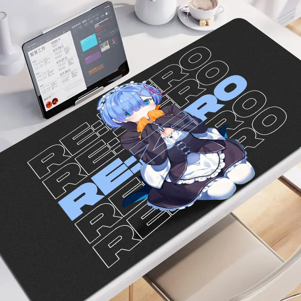 Tapis de souris Anime R-Re Zero Rem, en caoutchouc antidérapant, pour Gamer, tapis d'ordinateur, décoration, bureau, ordinateur portable, grand format