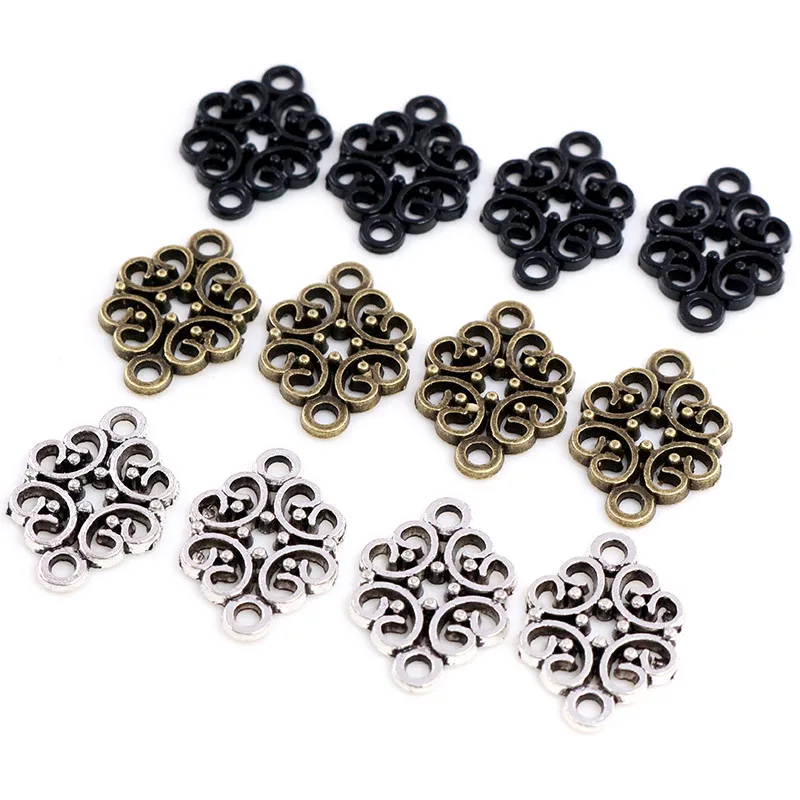 20x13mm 20szt antyczne posrebrzane/brąz/czarny Plated kwiatowy styl złącze Handmade Charms wisiorek: DIY dla bransoletka naszyjnik