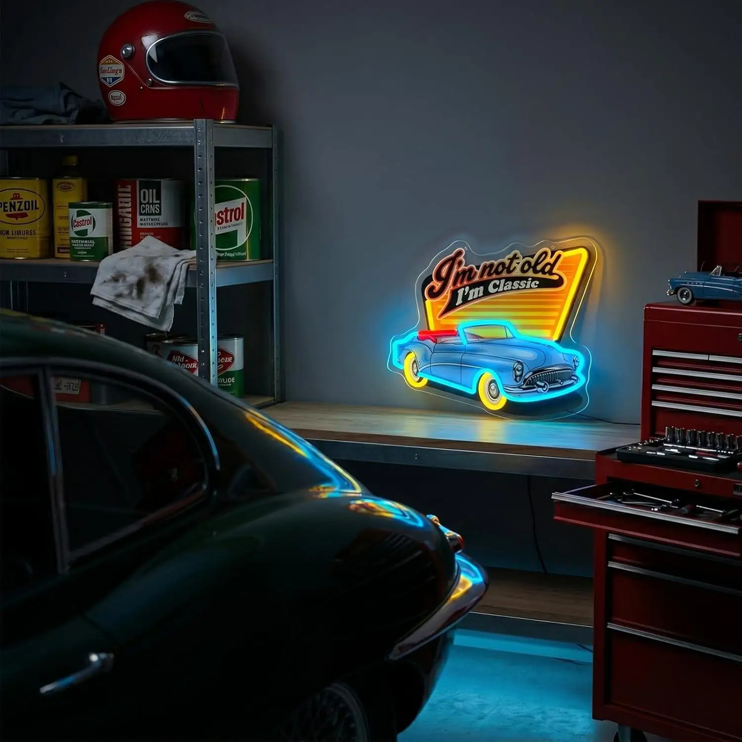 Classic Car Neon Sign USB Dimmable LED Light for Boys Room Man Cave Garage Game Room Car Lover Aesthetic Decor Gifts Night Light