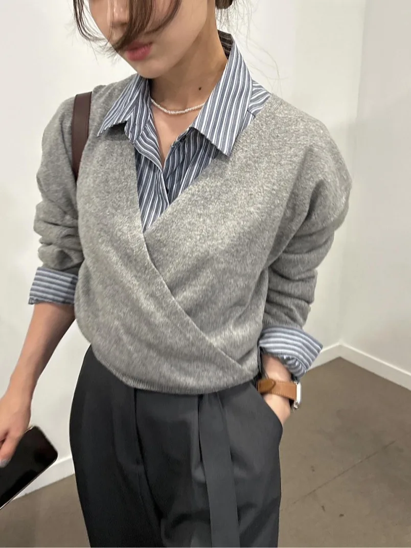 Csa Casual trada de Manga Longa com Botão Único e Bolso, Estilo Retro para Mulheres, Moda Versátil para o Dia a Dia