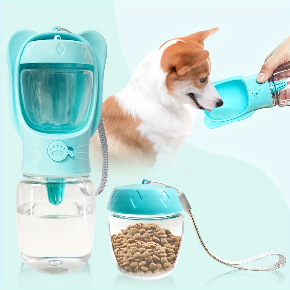 Portable Pet Dog Water Bottle With Food Container Outdoor Water Dispenser Cat Puppy Walking Hiking Travel Essential Dog Stuff