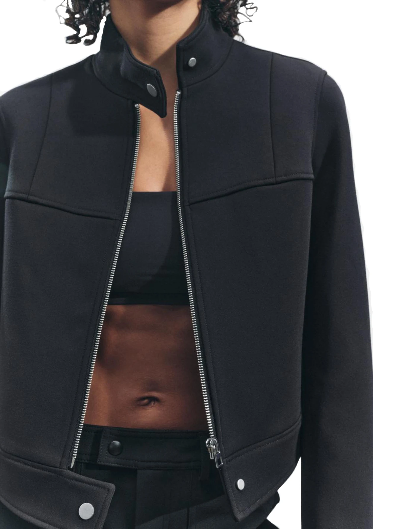 

New popular European and American women's clothing, urban style stand up collar zipper pilot short jacket jacket