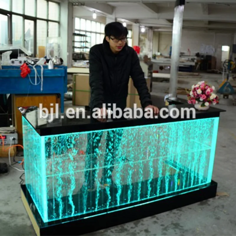 Custom, display reception desk LED display hotel front desk with top glass