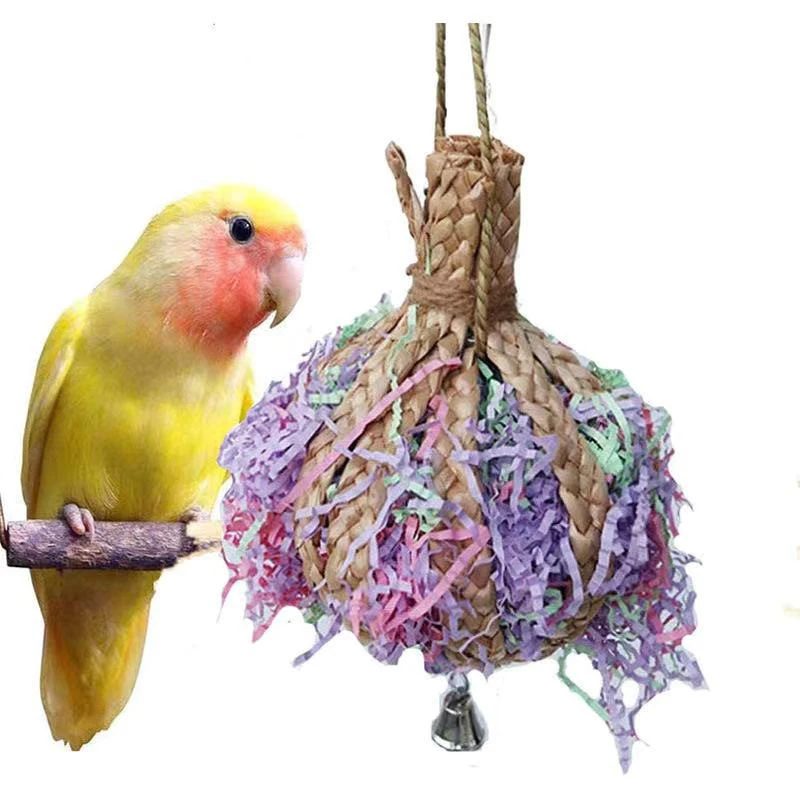 Parrot Shredder Toy Dry Anti-biting Parrot Cage Foraging Toy Chewing Toy with Bell Parrots Toys And Bird Accessories For Pet Toy