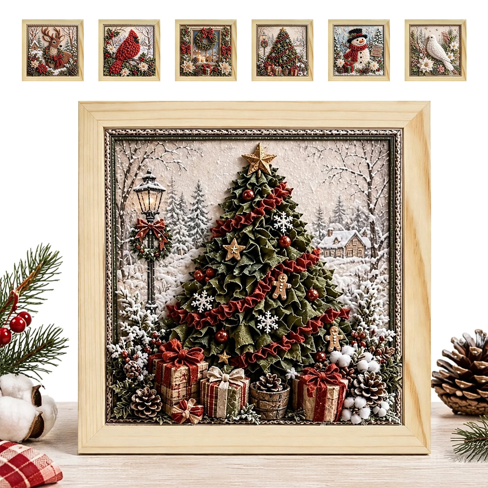 Embroidery Xmas Ornaments - Paket Peralatan Bordir untuk Pemula, Set