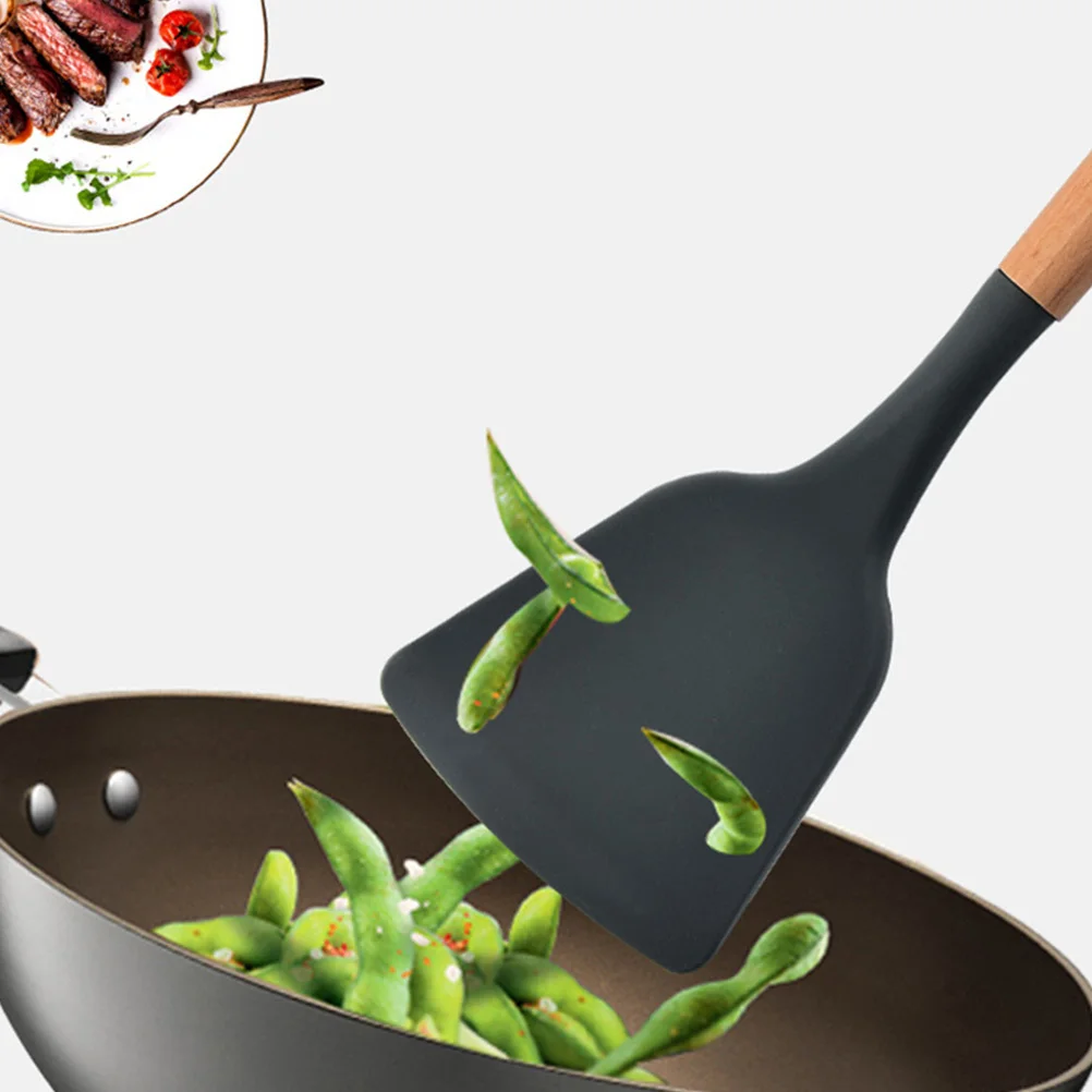 

2 шт., силиконовые лопаточки, кухонный набор, деревянная ручка, термостойкие кастрюли с антипригарным покрытием, инструменты для приготовления пищи, пекарня, ресторан