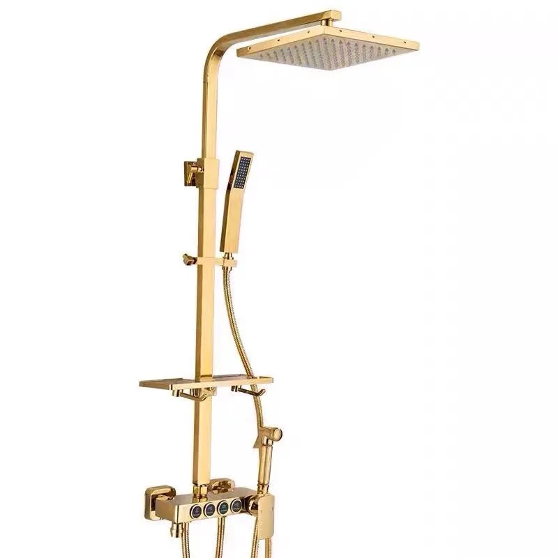

Golden shower set, household all-copper bathroom bath thermostatic shower, bathroom European-style bathroom pressurized nozzle