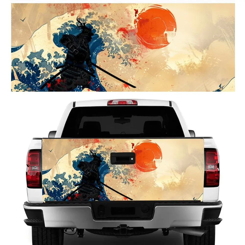 

Japanese Samurai Wave Red Sun Car Tail Trunk Protect Vinly Decal Auto Accessories Hood Decoration Sticker for Off-road Pickup