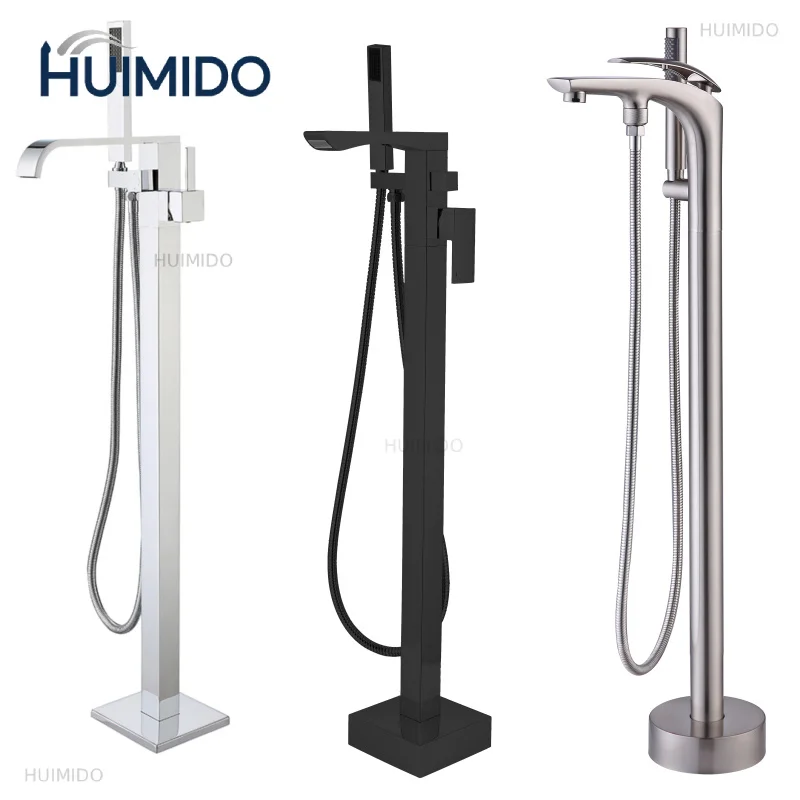 Floor-to-ceiling shower faucet CUPC NSF LED freestanding brass bath faucet set