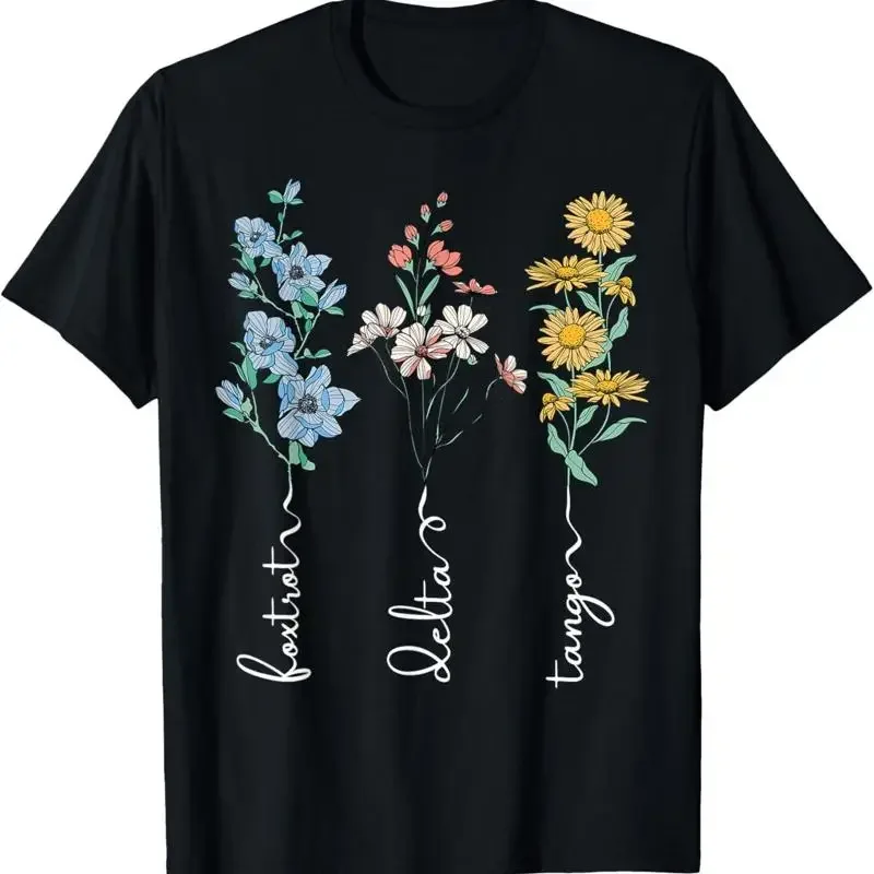 Retro Foxtrots Deltas Tangos Flower T-Shirt