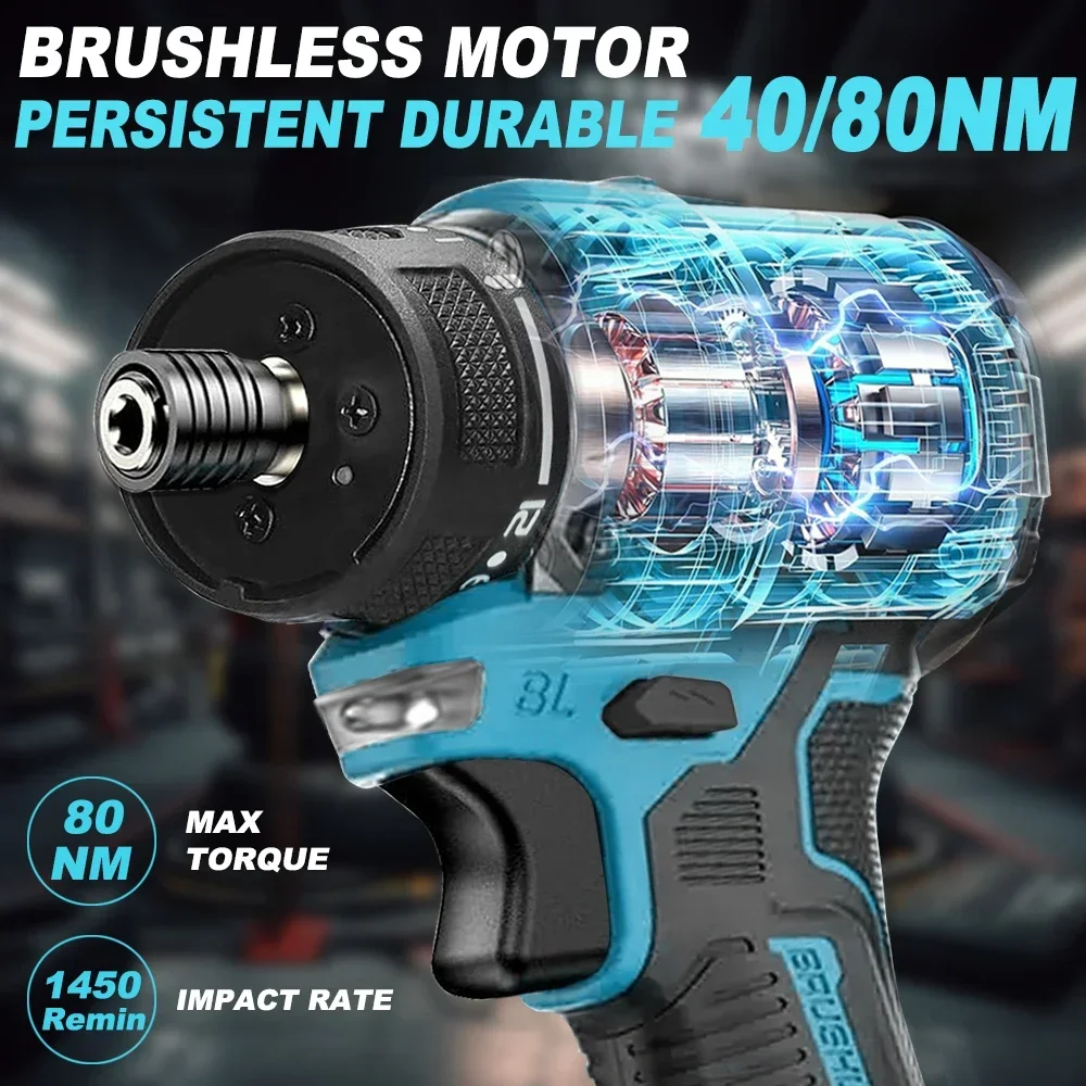 20V 1/4 inch Brushless Cordless Screwdriver 20+1 Gear Mini Electric Drill Screw Driver Power Tools for Makita 18v Battery