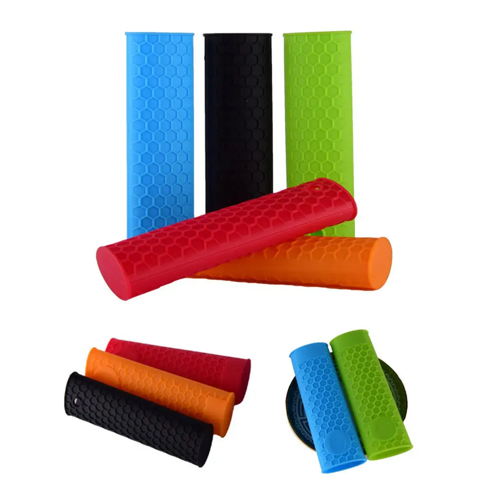 4Pcs Silicone Pot Handle Cover Heat Resistant Non Slip Protective Sleeve Potholder for Kitchen Pan Handles Red