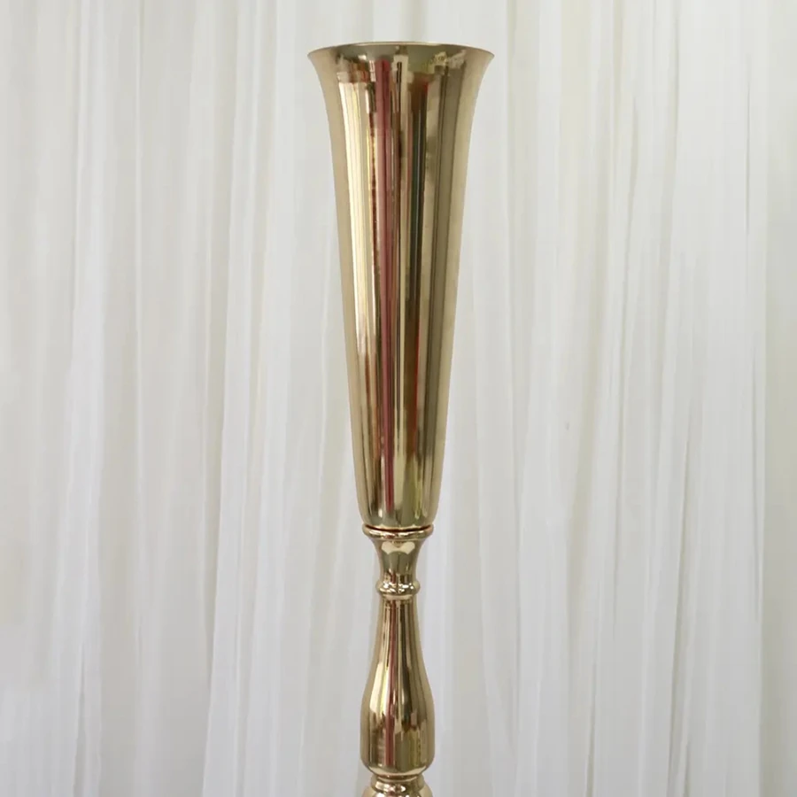 10pcs)80-110cm)Gold trumpet vase flower stand Pedestal flower Display Stand Table Stand centerpieces For Wedding Party Decor2668