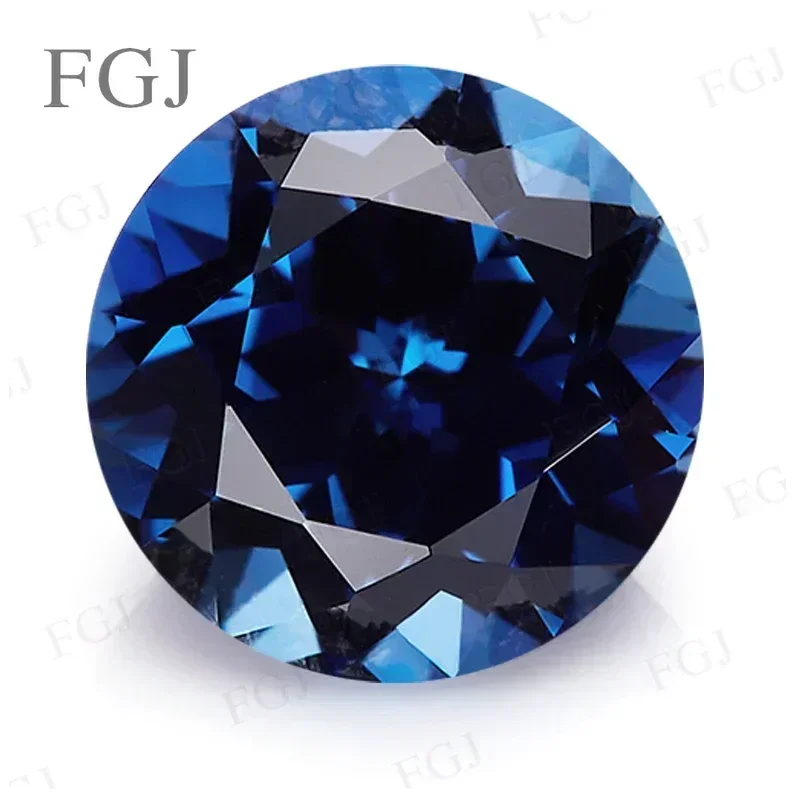 

New Lab Grown Sapphire Round Shape Blue 100% Real Stone VVS1 Rare Gemstone Selectable AGL Certificate Synthetic Loose Beads