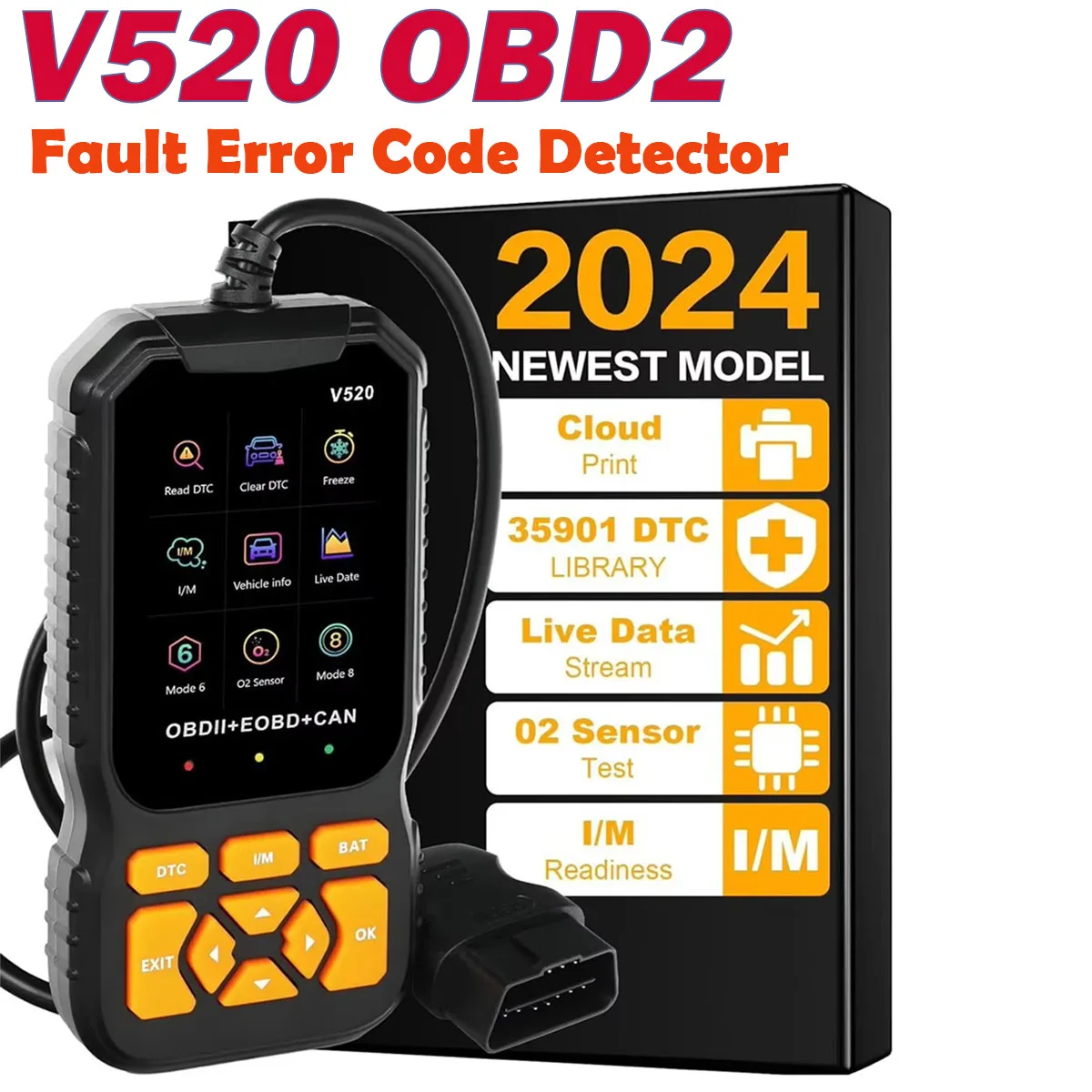 

New V520 OBD2 Scanner OBD Diagnostic Tool in 10 Languages Engine Faults Detector Automotive Diagnostic Scanner OBD2 Scanner Too