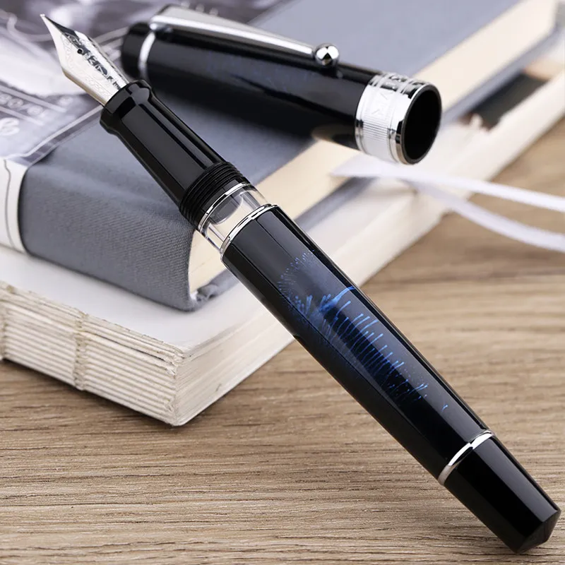 MAJOHN T5 Fountain Pen MoonMan Piston | Transparent Ink Window | Smooth Iridium Nib for Calligraphy & Business School Supplies