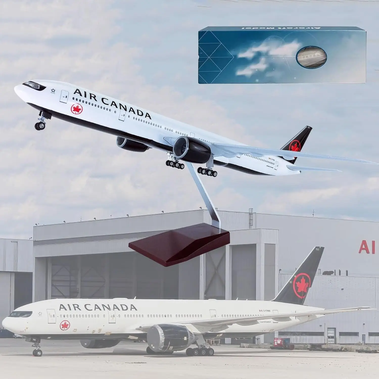 

47cm aircraft model B777 Canada Air Airlines Toy planes Resin 1:157 Scale Miniature airplane With Light and Wheel Aviation Gift