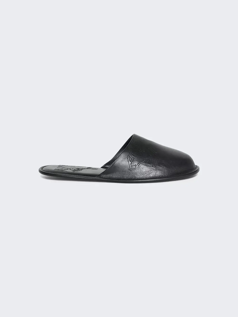 ER/D electric embroidery portrait letter calfskin lazy half-towed slippers