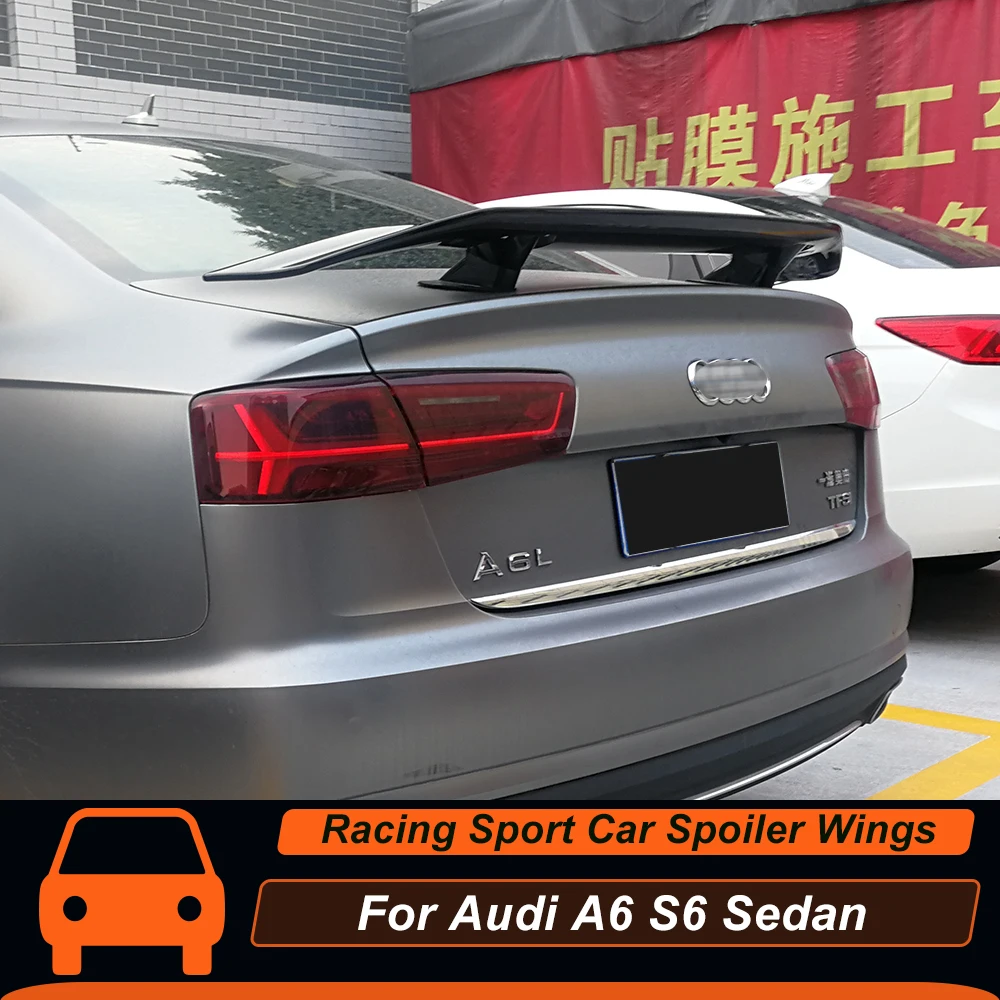 

Rear Trunk Lid Duck Tail Car Spoiler Wings For Audi A4 A6 Sedan ABS Black Carbon Color White Exterior Tuning Accessories Parts