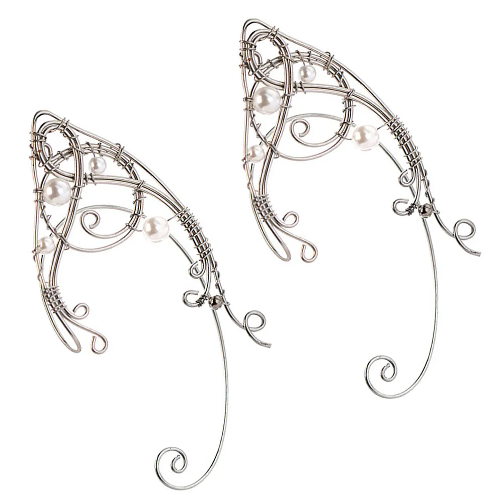 2Pcs Metal Ear Cuff Hook Clip on Earrings Elf Shape Fashionable Lightweight Stay Put Design for Mother's Day Birthday Gift