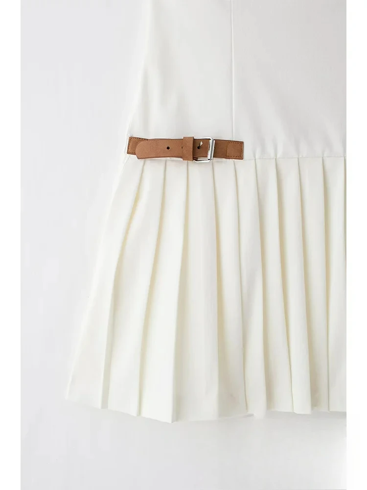 KONDALA Vintage Chic Casual Vestito Delle Donne Solido Cami Senza Maniche Telai A Pieghe Mini Abiti di Nuovo Modo 2024 Vestito da Vacanza Estiva