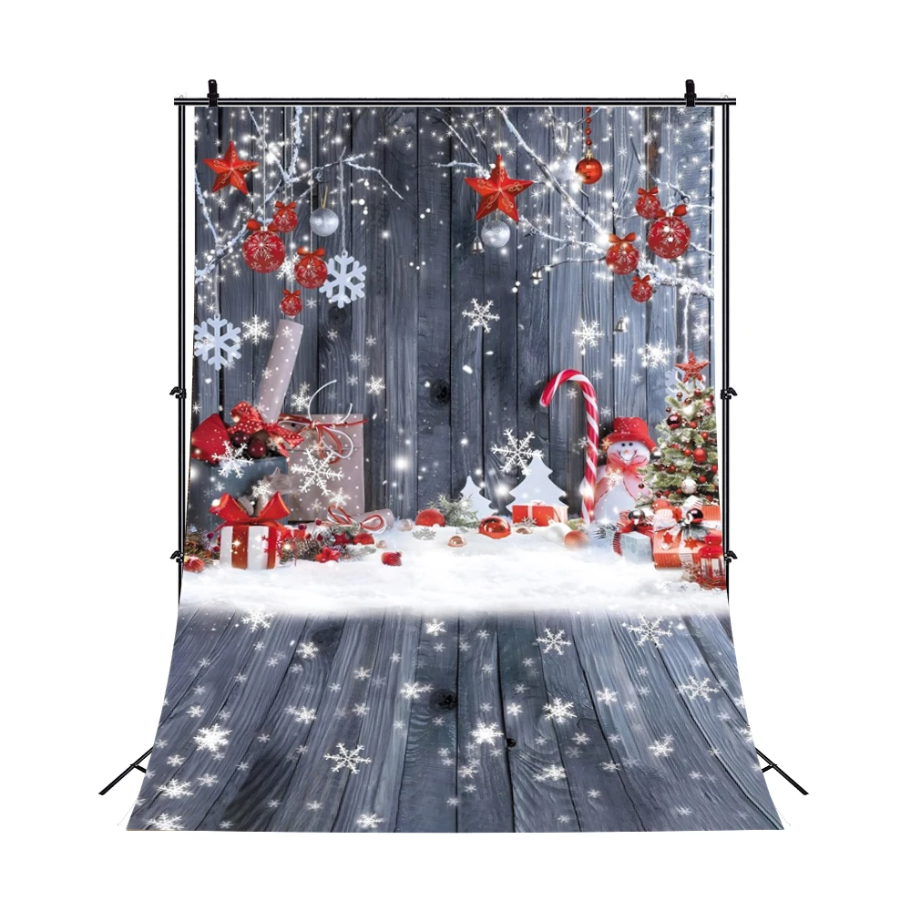 Christmas Photography Backdrop Winter Tree Snowman Wood Floor Window Fireplace Baby Birthday Family Party Photo Background Props