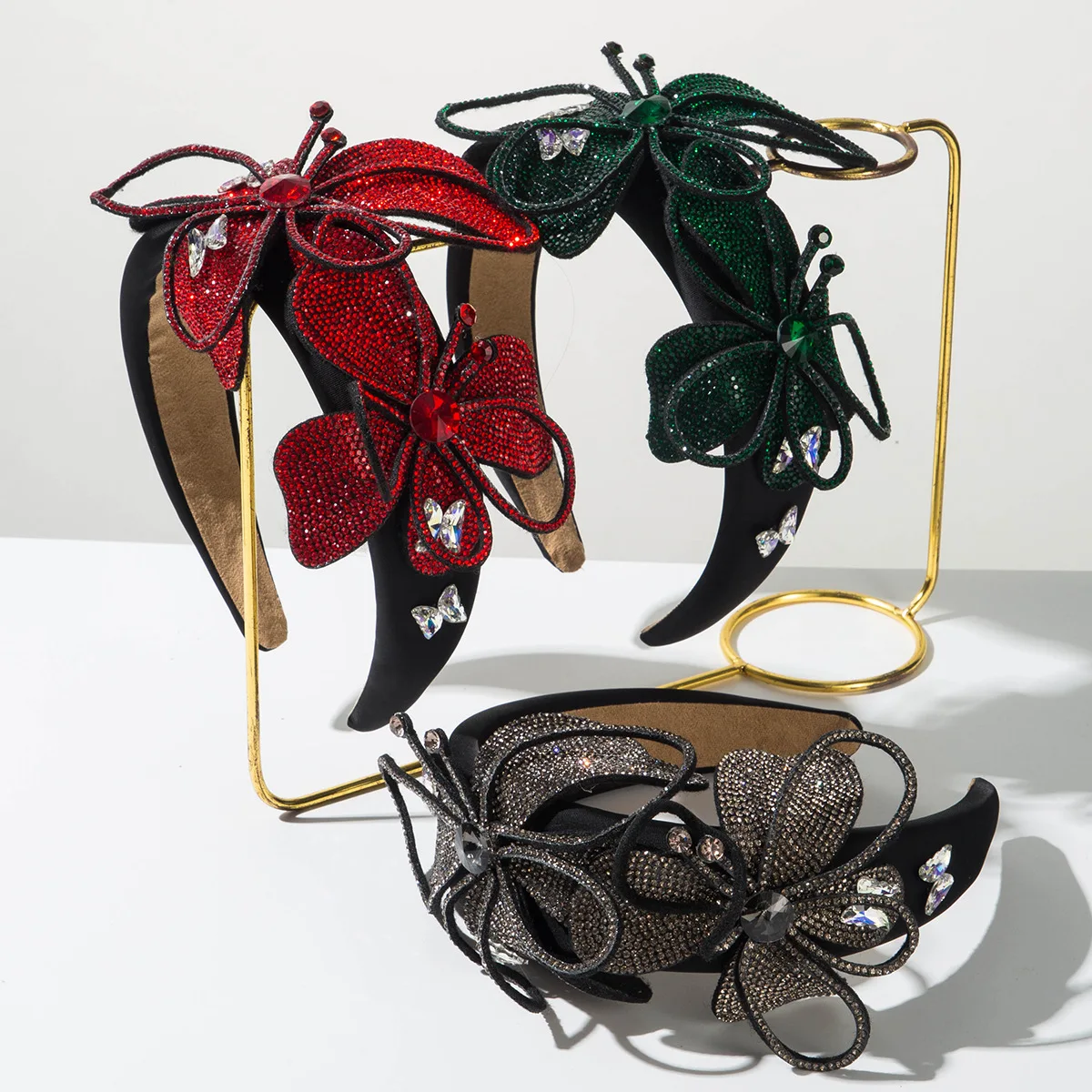 

Korean Style Fashion Retro Baroque Full Diamond Flower Butterfly Headband Luxurious Versatile Hair Accessory