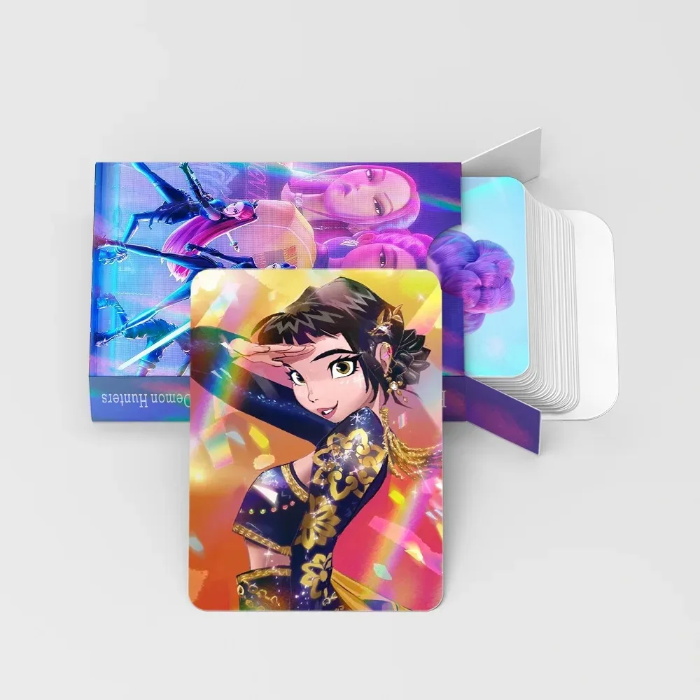 NIEUWE Kpop Demon Hunters Anime Laserkaart Studenten Dubbelzijdig Mode Verzamelkaarten Cartoon Animatie Rondom Kindergeschenken