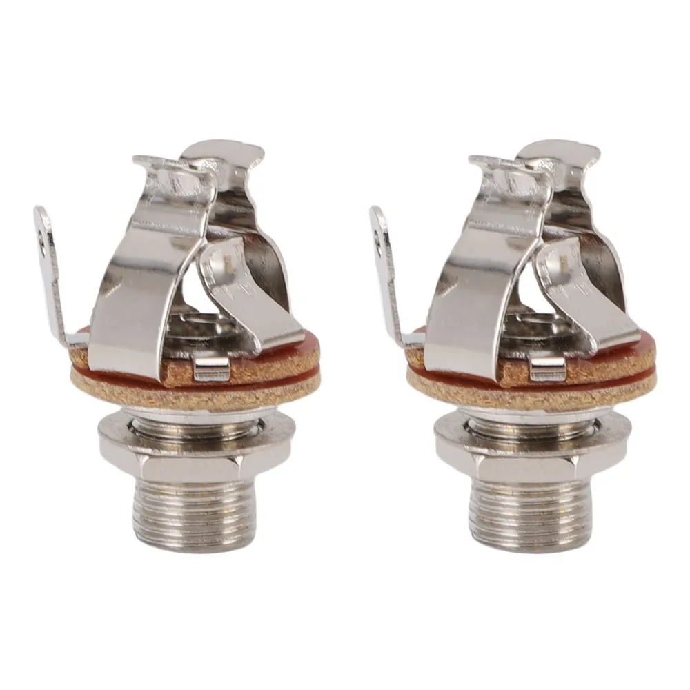 2PCS 1/4 Inch(6.35mm) Guitar Output Jack Brass Silver/Golden Multi Contacts Jack Multi Contacts 1/4 Inch Jack