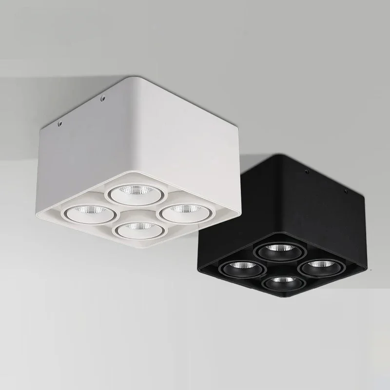 

Four square LED pendant lights for smart ceiling-mounted lighting in the bedroom and living room without main lighting fixtures