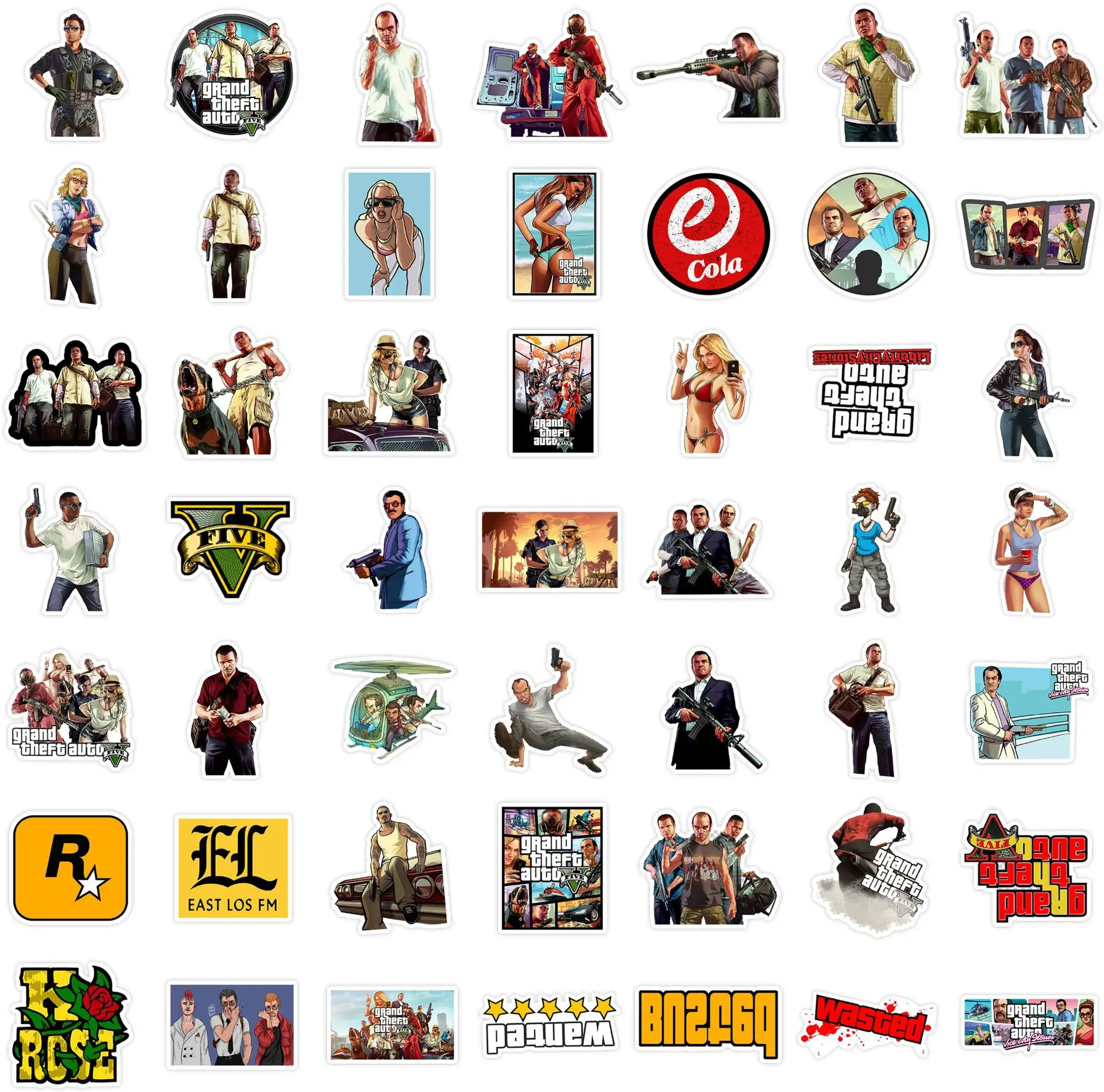 50PCS Shooting Game GTA Character Sticker for Journal Luggage Laptop IPad Skateboard Motorcycles Helmet Waterproof Stickers