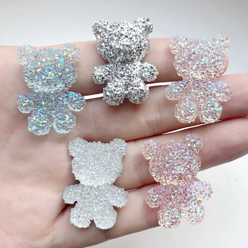 6 pieces of 32 * 24mm mineral bear rhinestone DIY jewelry decoration flat back scrapbook Hairpin accessories