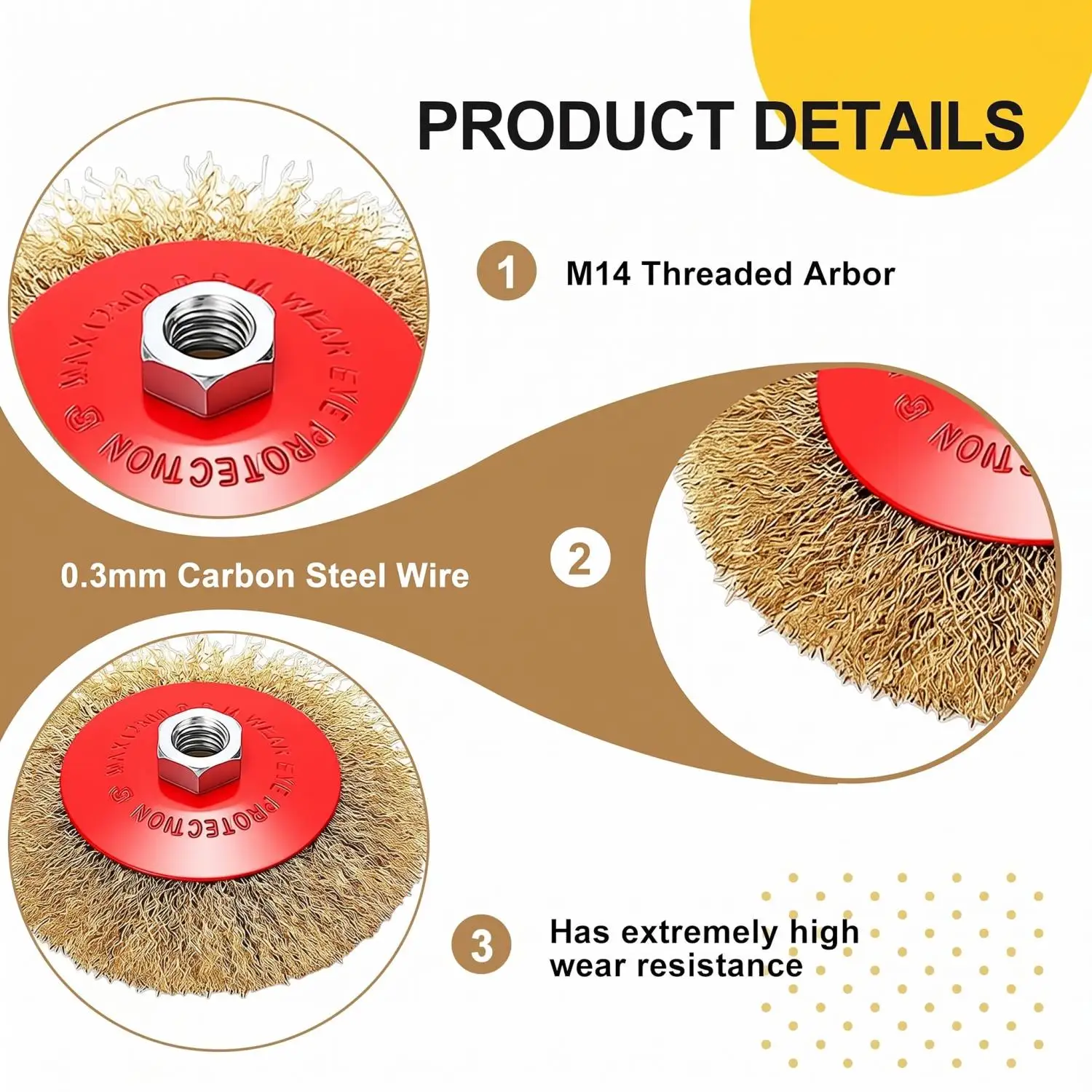100/115/125mm M14 Thread Rotary Wire Brush Bevel Wheel Angle Grinder Abrasive Wheels for Angle Grinder Erode Removal Clean Tool