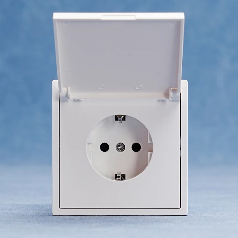 

European standard socket 80*80mm16A German socket with cover PC panel wall socket ce certified 250V