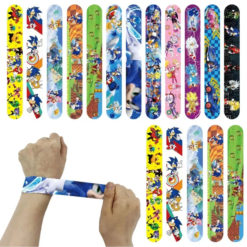 

5/10pcs Sonic Anime Series Clap Ring Slap Bracelet Children Party Supplies Interactive Toys Cartoon Bracelet Decoration Gifts