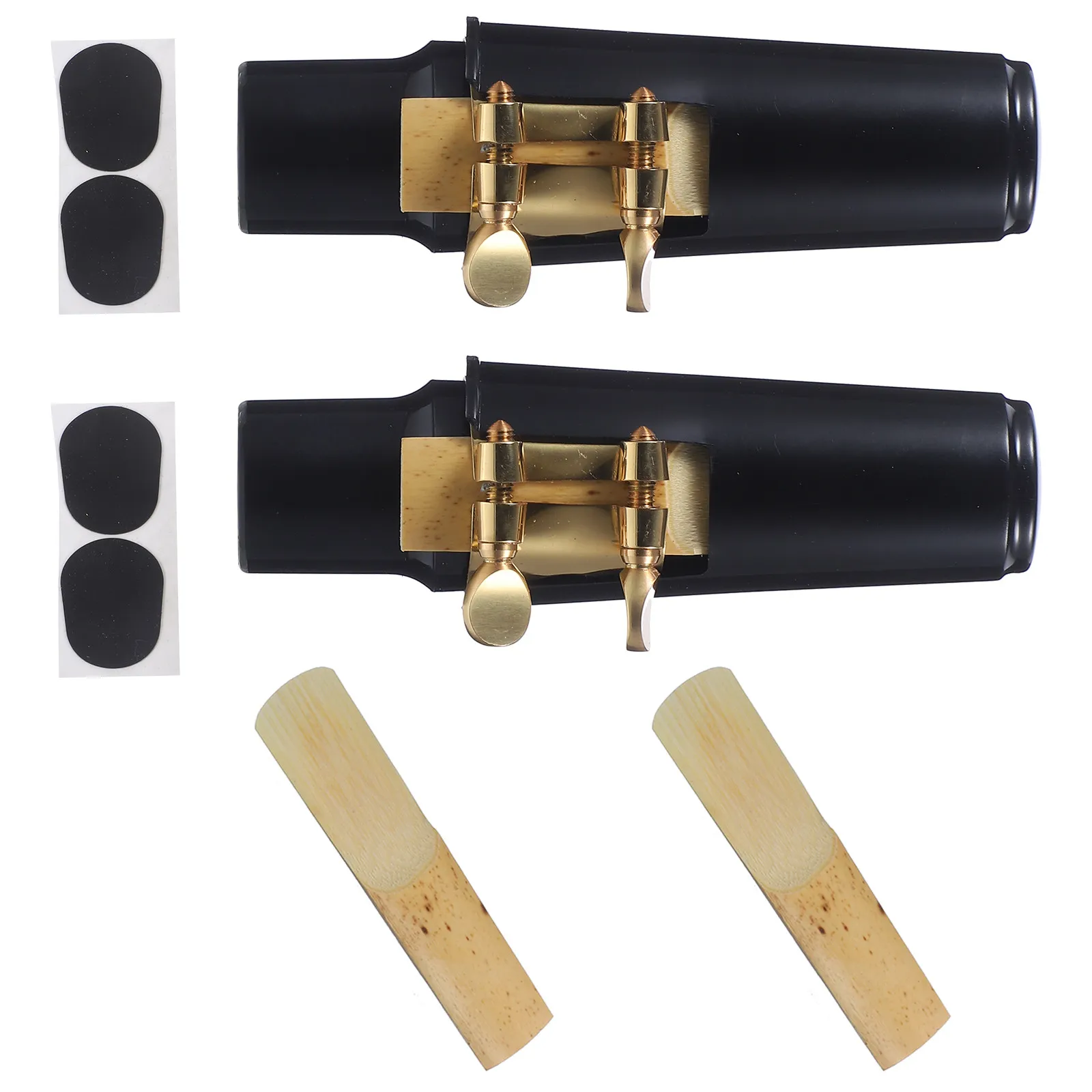 

2Sets Alto Saxophone Kit Ligature Cap Pad Reeds Plastic Metal Bamboo Materials Easy Replace Protect Comfort Play Saxophone