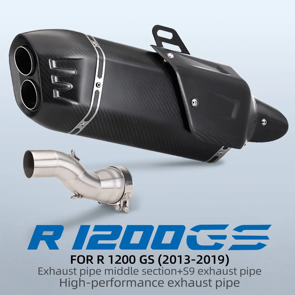 

Exhaust modification of middle connecting pipe of R1300 GS ADV motorcycle with cover and double-hole muffler.