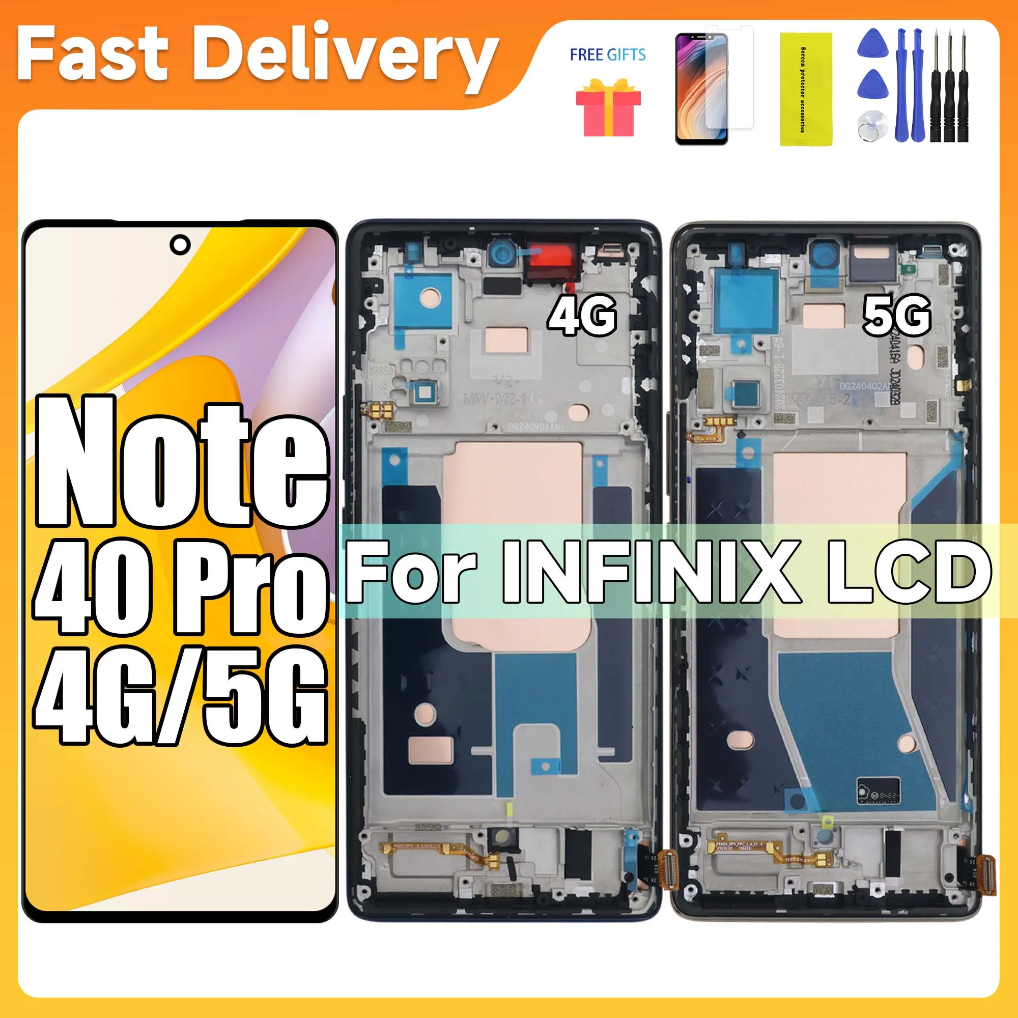 678''-display-for-infinix-note-40-pro-4g-5g-x6850-x6851-lcd-display-touch-screen-with-frame-digitizer-assembly