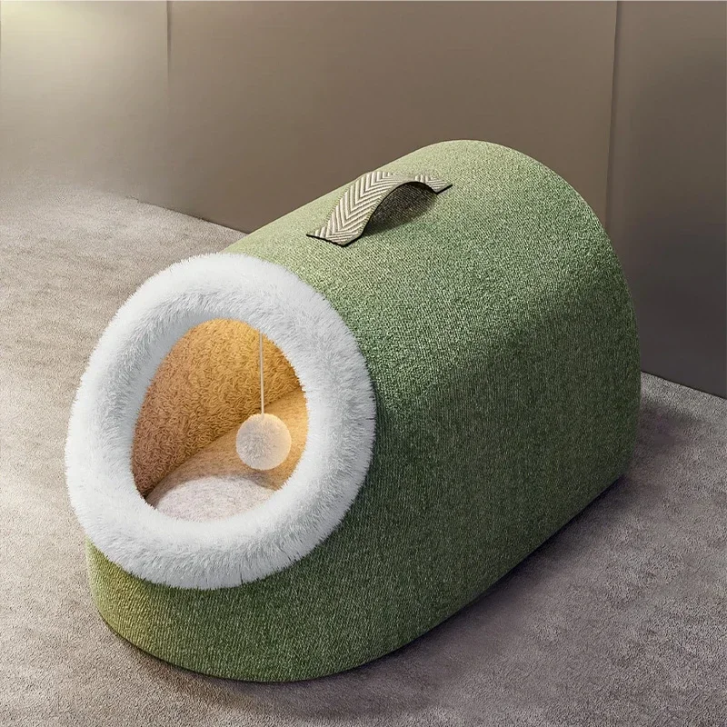 Heated Cat House Warm Comfortable Heated Pet Bed Cozy Plush Nest for Felines Well-being Heated Bed Insulated Cat Nest